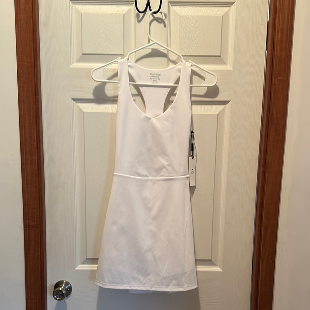 NWT Calvin Klein White Racerback ATHLETIC ROMPER Stretch.